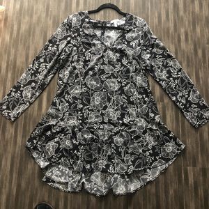 Leith floral long-sleeve shift dress